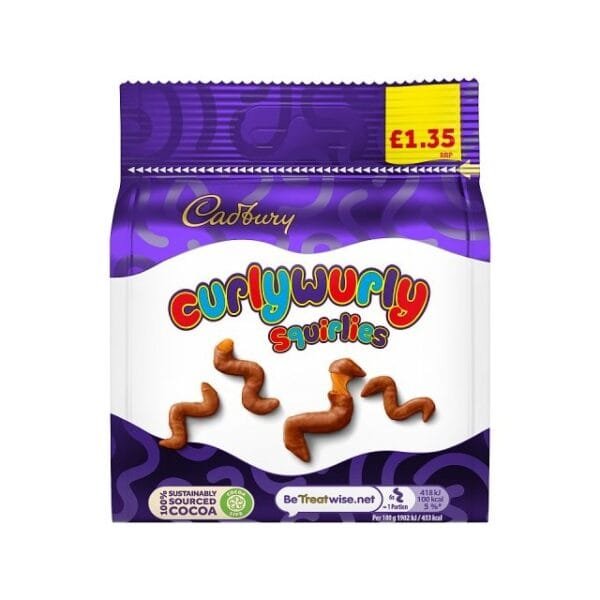 CADBURY CURLY WURLY SQUIRLIES 85gr (Packs of 10)