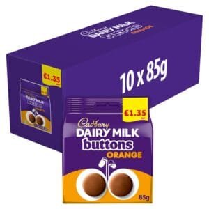 CADBURY DAIRY MILK ORANGE GIANT BUTTONS 95gr (Packs of 10)