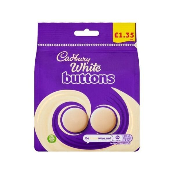 CADBURY WHITE GIANT BUTTONS 85gr (Packs of 10)