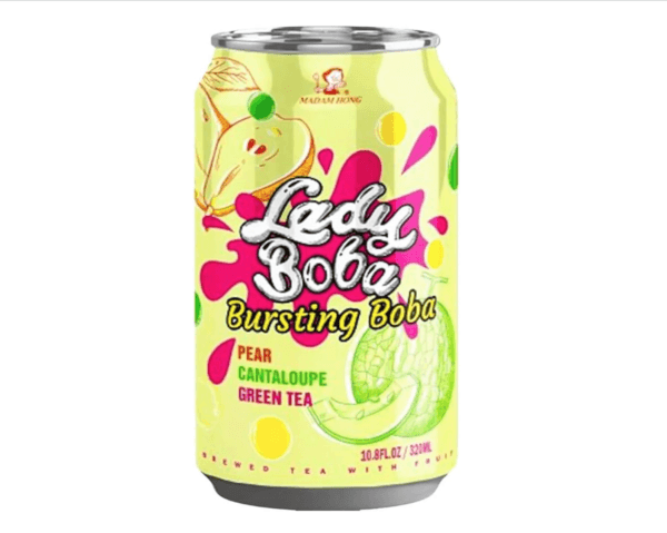 Lady Boba Brusting Boba, Pear Cantaloupe Green Tea 320ml ( Pack of 24 )