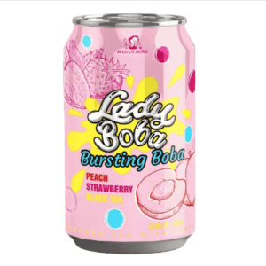 Lady Boba Brusting Boba, Peach Strawberry Black Tea 320ml ( Pack of 24 )